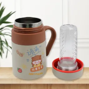 13211 Stainless Steel Mug / Bottle Vacuum Insulated Cup with Handle & Small cup (550 ML)