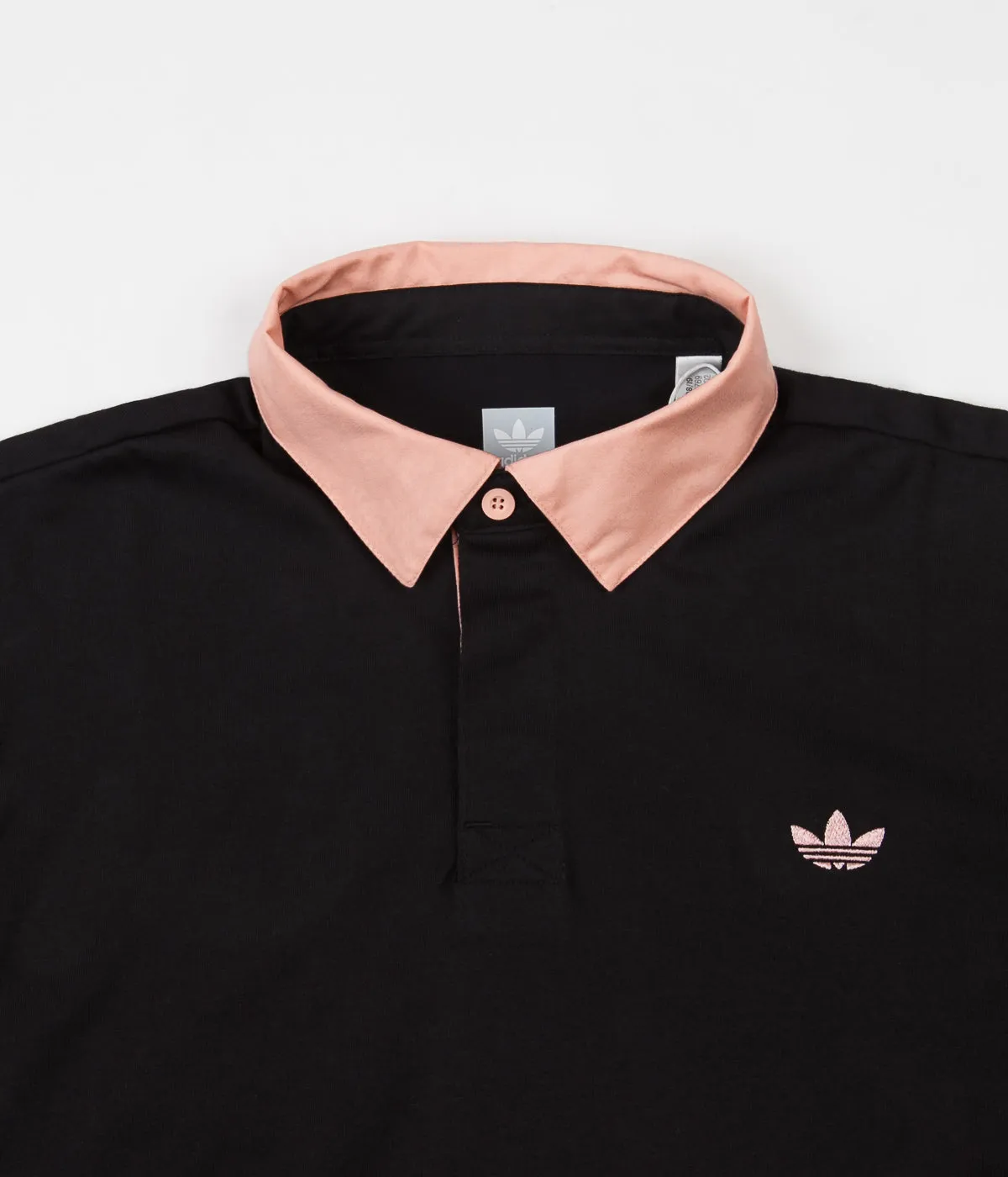 Adidas 'Nora' Long Sleeve Polo Shirt - Black / Glow Pink