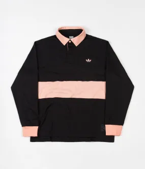 Adidas 'Nora' Long Sleeve Polo Shirt - Black / Glow Pink