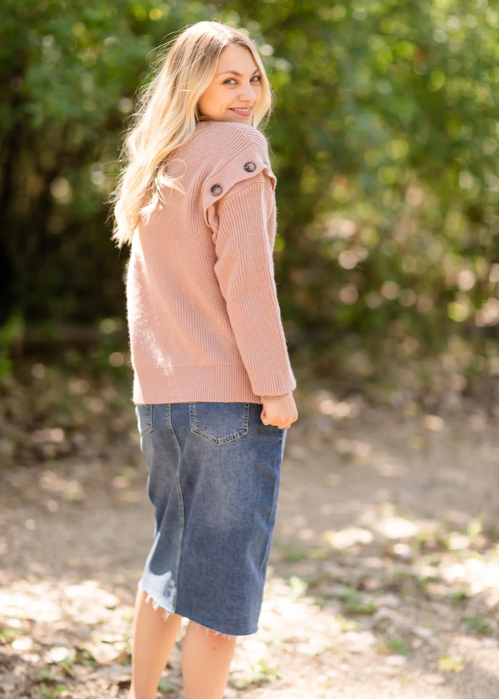 Anya Raw Hem Midi Denim Skirt - FINAL SALE