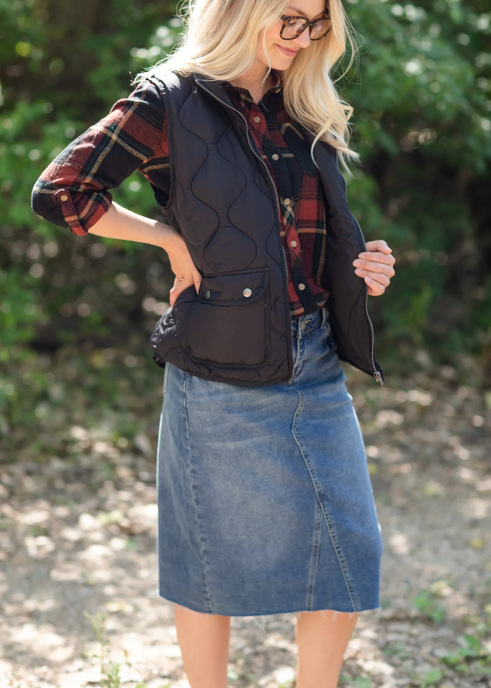 Anya Raw Hem Midi Denim Skirt - FINAL SALE