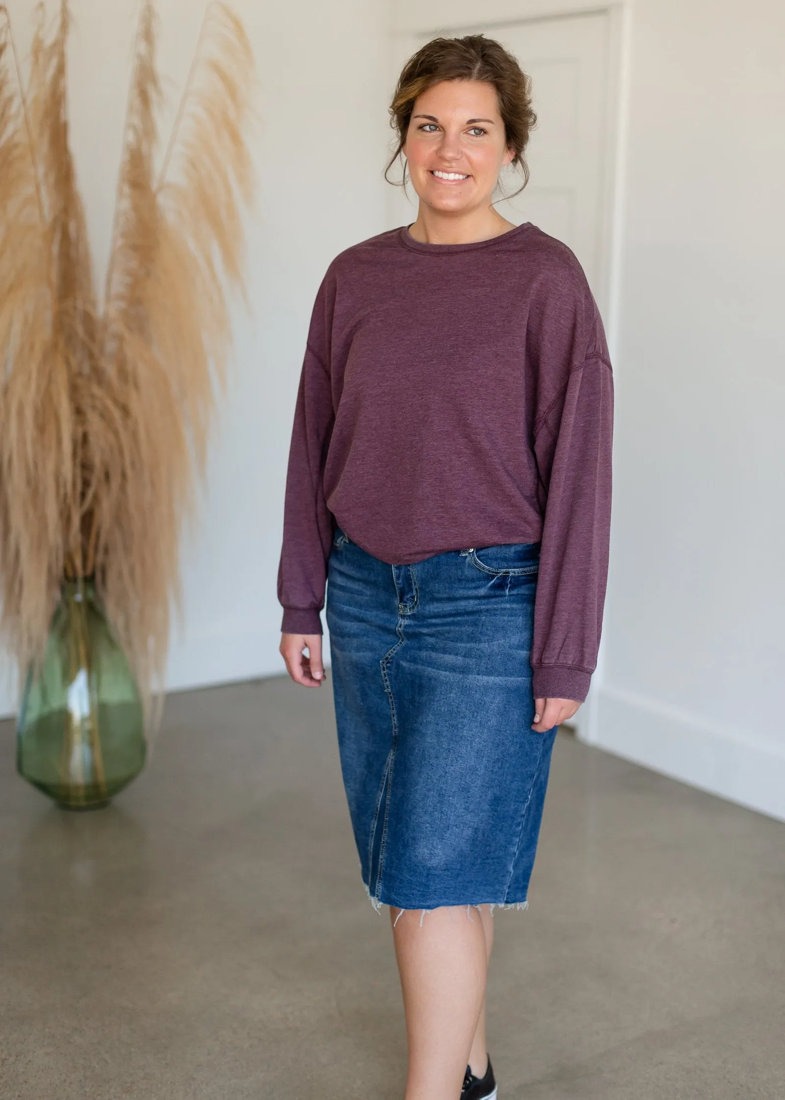 Anya Raw Hem Midi Denim Skirt - FINAL SALE