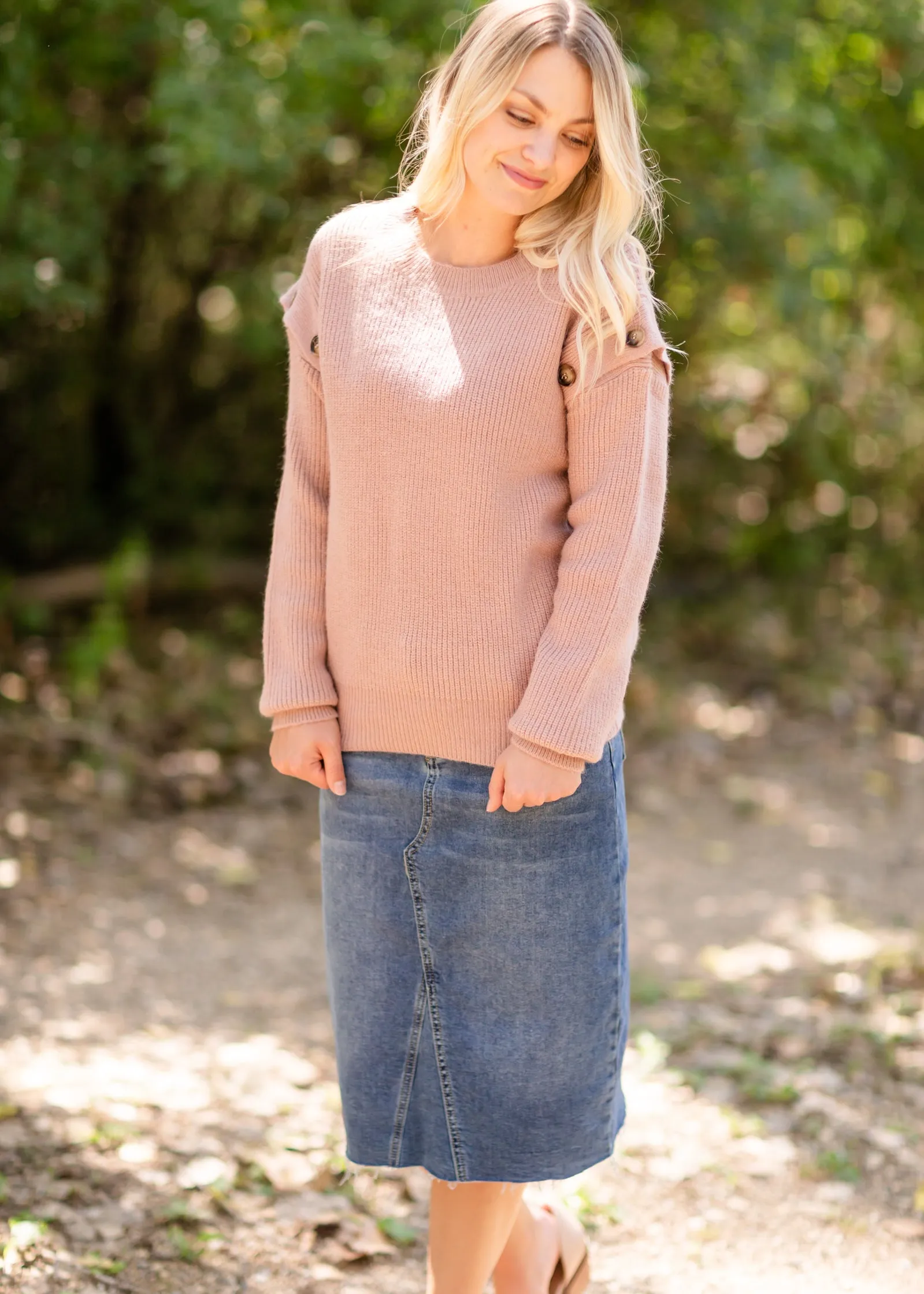 Anya Raw Hem Midi Denim Skirt - FINAL SALE