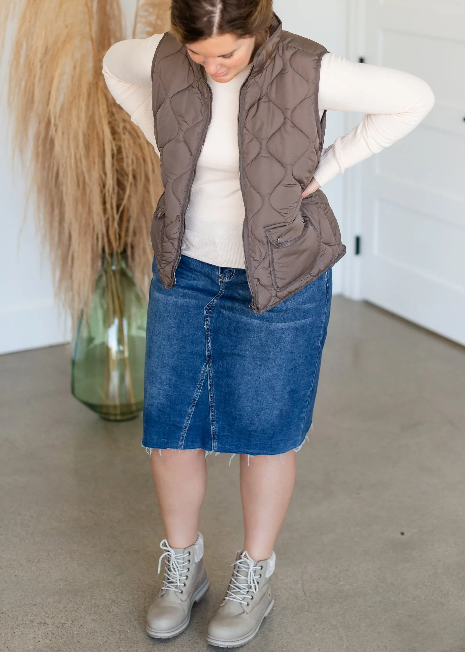 Anya Raw Hem Midi Denim Skirt - FINAL SALE