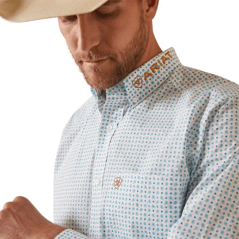 Ariat Men's Team Stuart White Long Sleeve Fitted Shirt 10043799