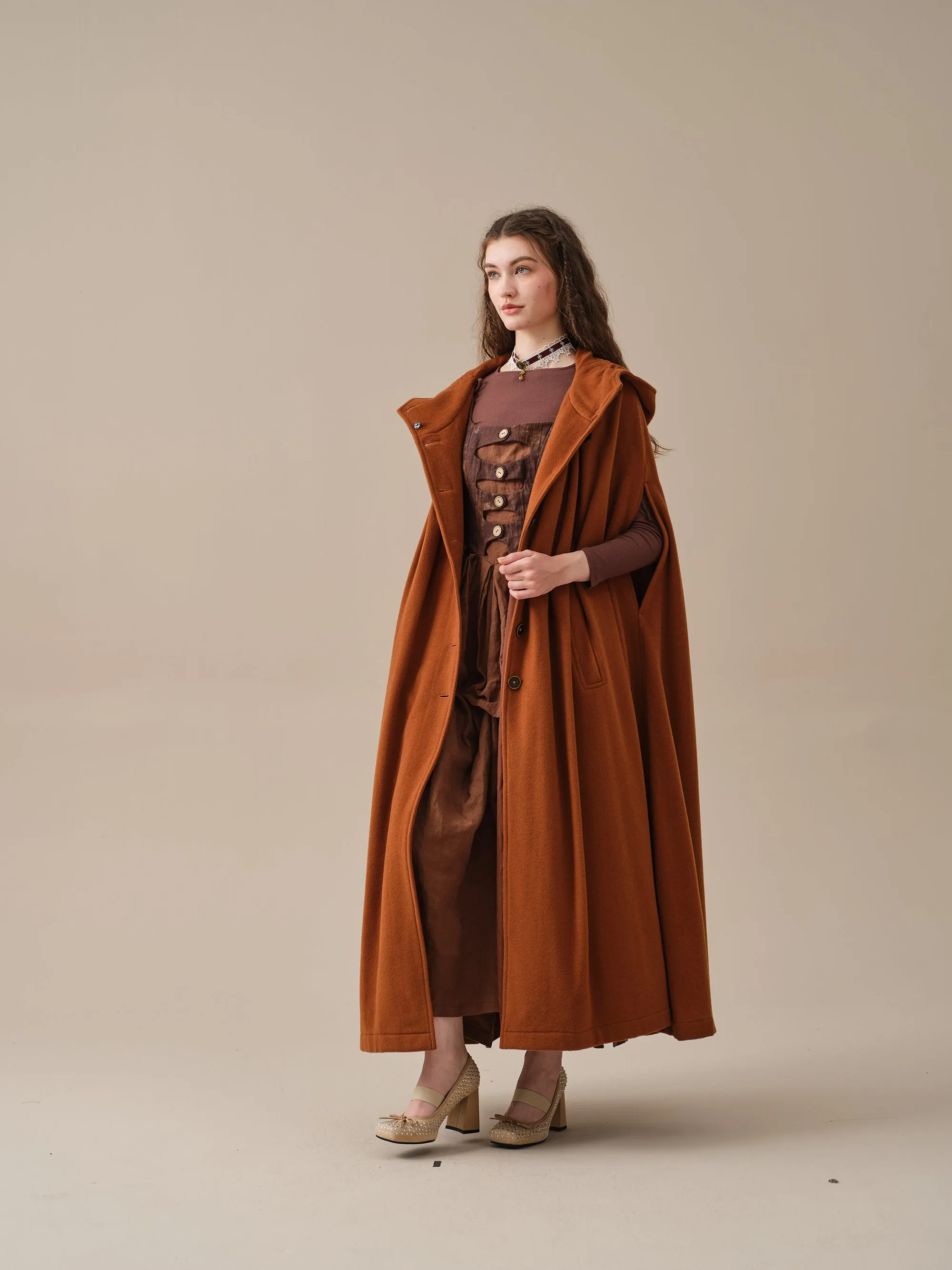 ARIEL 14 | HOODED WOOL CLOAK COAT