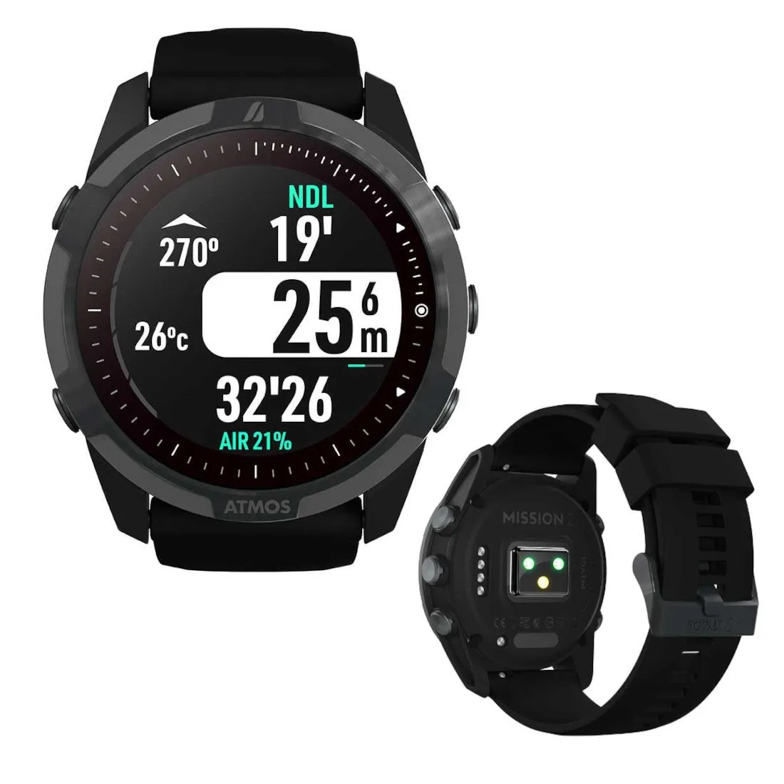 Atmos Mission 2 Smart Wrist Scuba Dive Computer Watch with Nitrox, Gauge, and Freediving modes