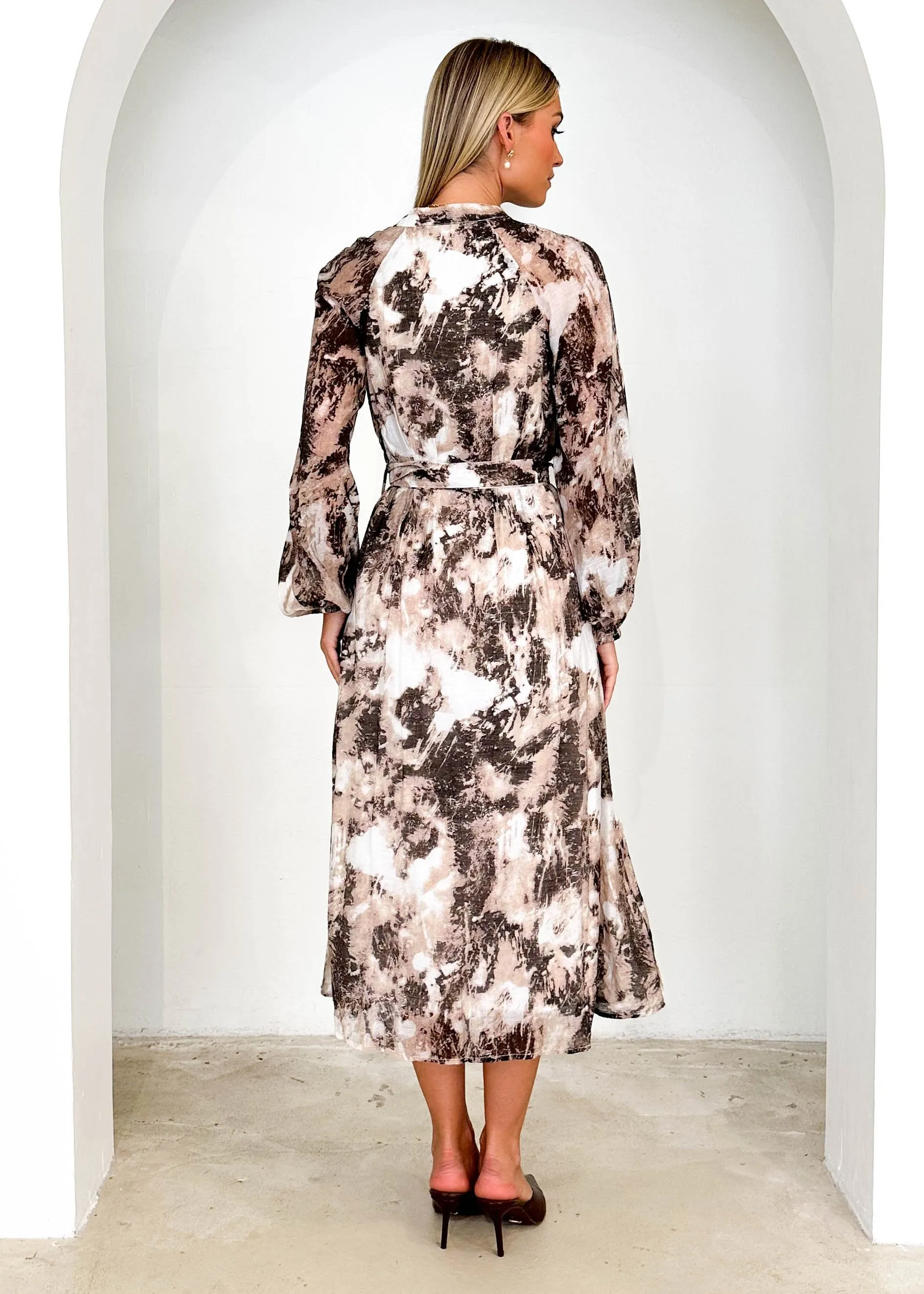 Beckra Midi Dress - Coffee Marble