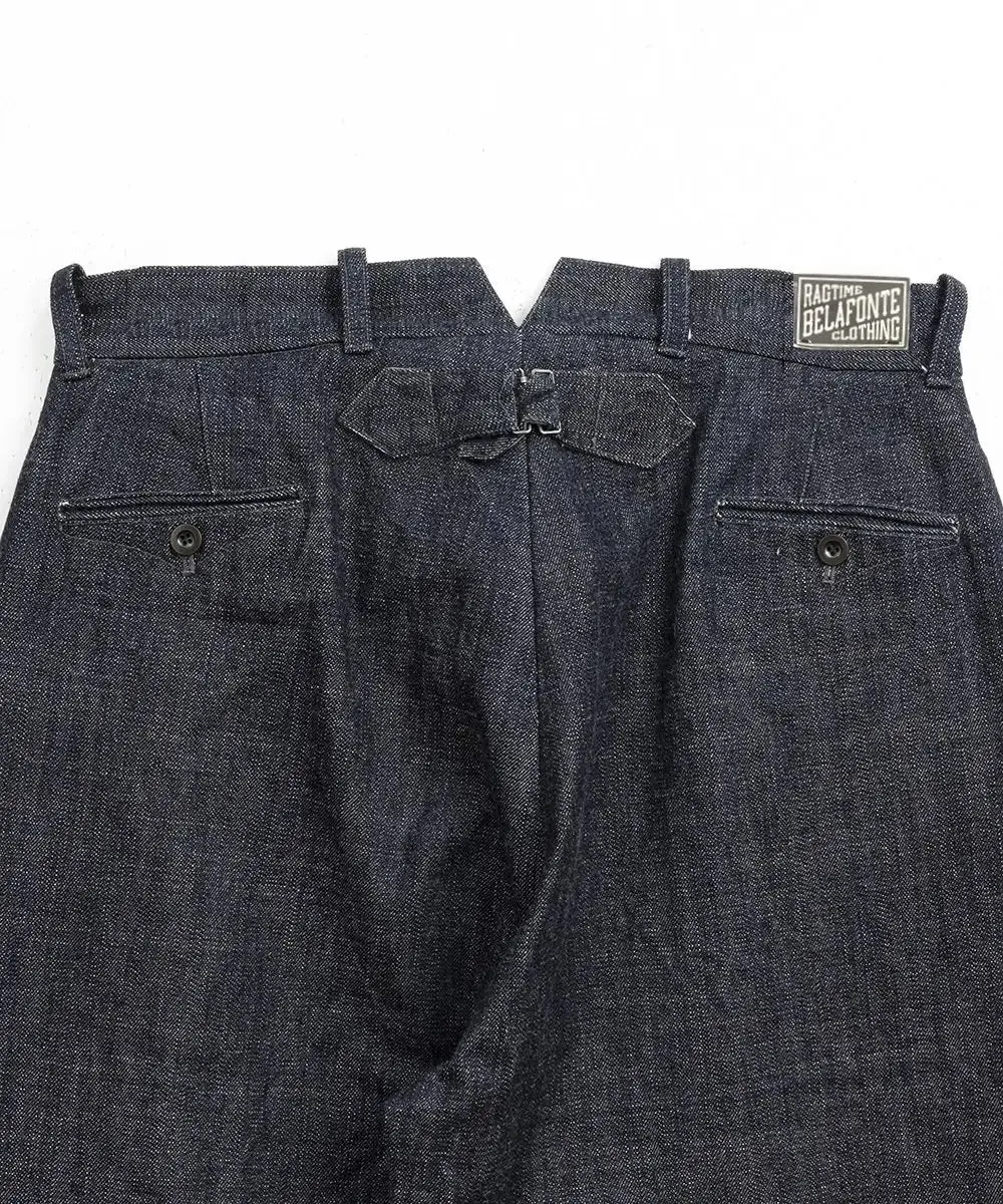 Belafonte Ragtime Clothing, Hiback Trouser Buckle Back, Indigo Rigid