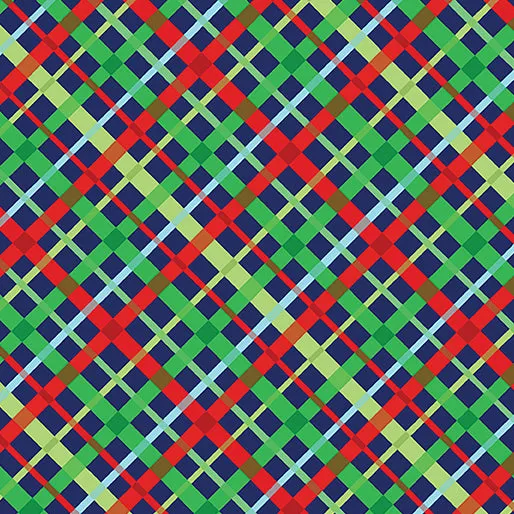 Benartex Happy Llamadays 14424 56 Holiday Plaid Navy By The Yard