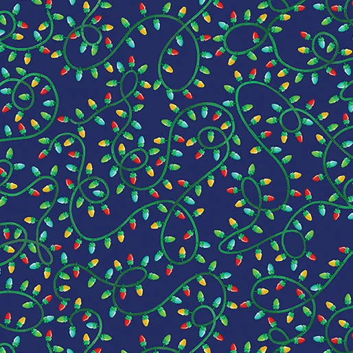 Benartex Happy Llamadays 14426 56 Holiday Lights Navy By The Yard