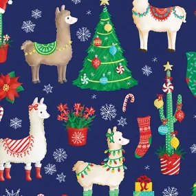 Benartex Happy Llamadays 14427 56 Happy Llama Scenic Navy By The Yard