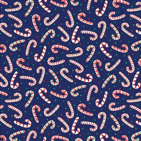 Benartex Happy Llamadays 14429 56 Holiday Candy Canes Navy By The Yard