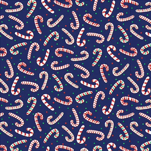 Benartex Happy Llamadays 14429 56 Holiday Candy Canes Navy By The Yard