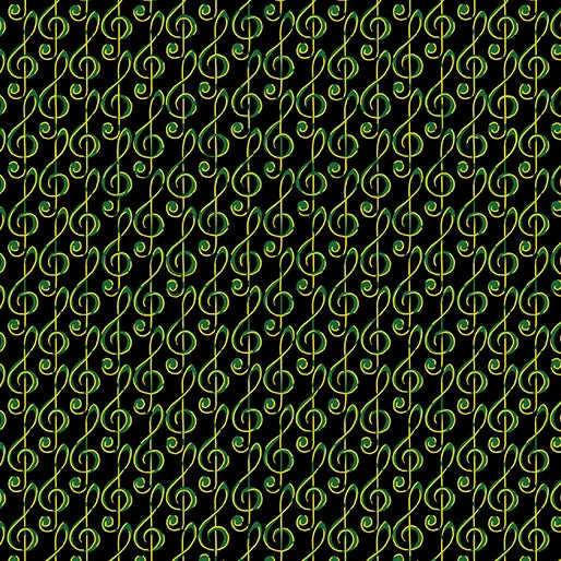 Benartex Metallic - Christmas Musical 14093M 44 Musical G-Clef Black/Green By The Yard (Copy)