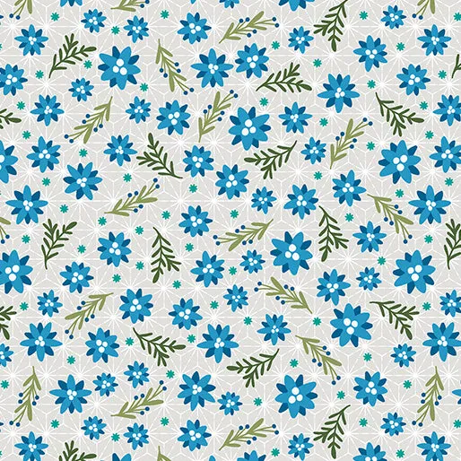 Benartex Snow Fall 17038 52 Christmas Roses Blue Spruce By The Yard
