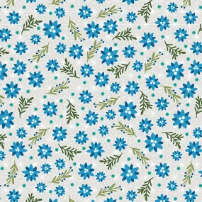 Benartex Snow Fall 17038 52 Christmas Roses Blue Spruce By The Yard