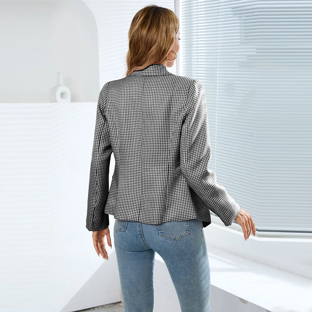 BerriesJam - 2024 Plaid Slim Coat Short Double-breasted Formal Blazer