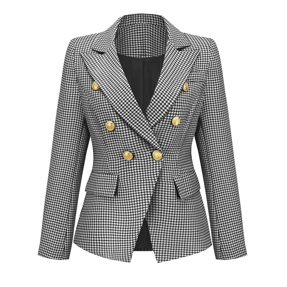 BerriesJam - 2024 Plaid Slim Coat Short Double-breasted Formal Blazer