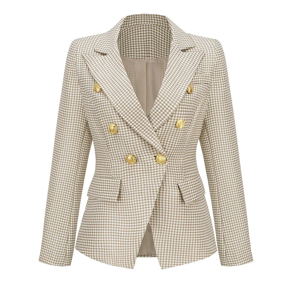 BerriesJam - 2024 Plaid Slim Coat Short Double-breasted Formal Blazer