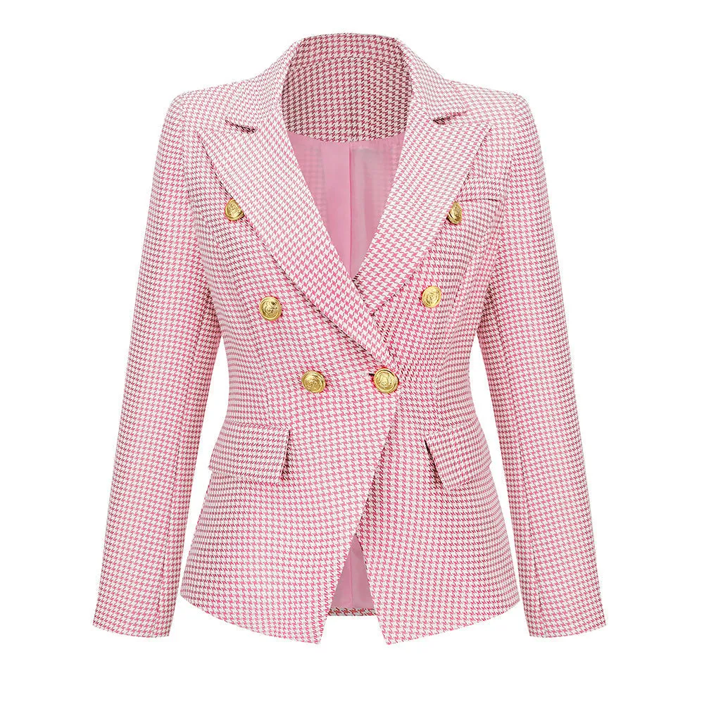 BerriesJam - 2024 Plaid Slim Coat Short Double-breasted Formal Blazer