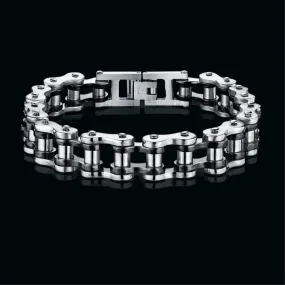 Biker Motorcycle Chain Black Silver Heavy 316 Stainless Steel Bracelet