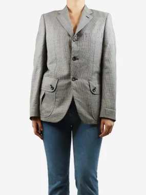 Black checkered wool-blend blazer - size S