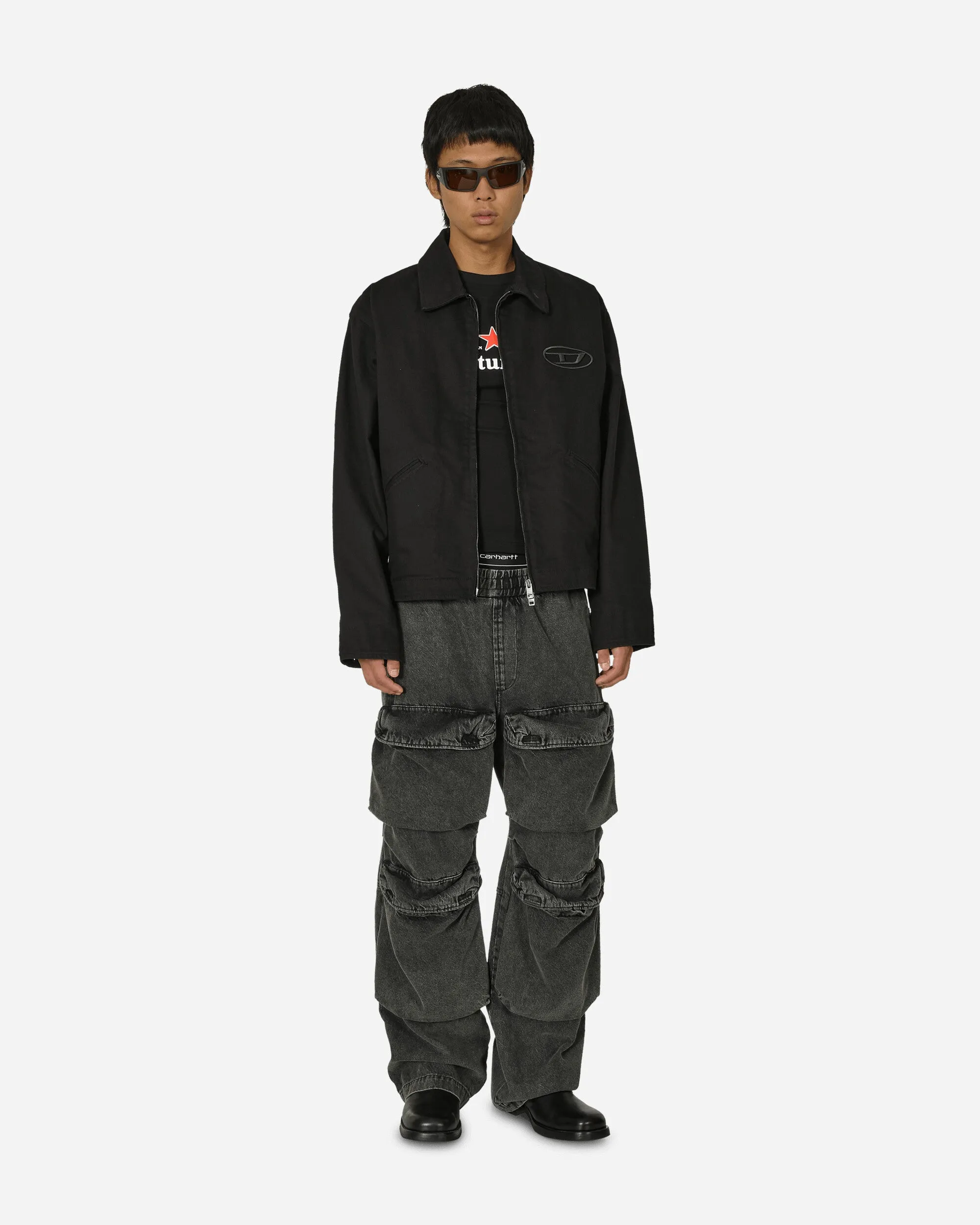 Bleached Logo Denim Jacket Black