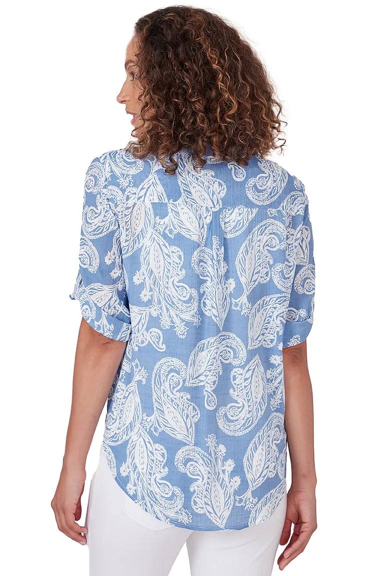 Blue Moon Paisley High-Low Shirt