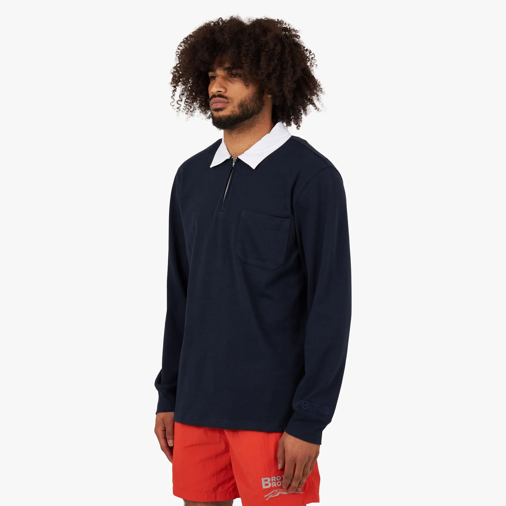 Brother Brother Long Sleeve Rugby Shirt /  Navy