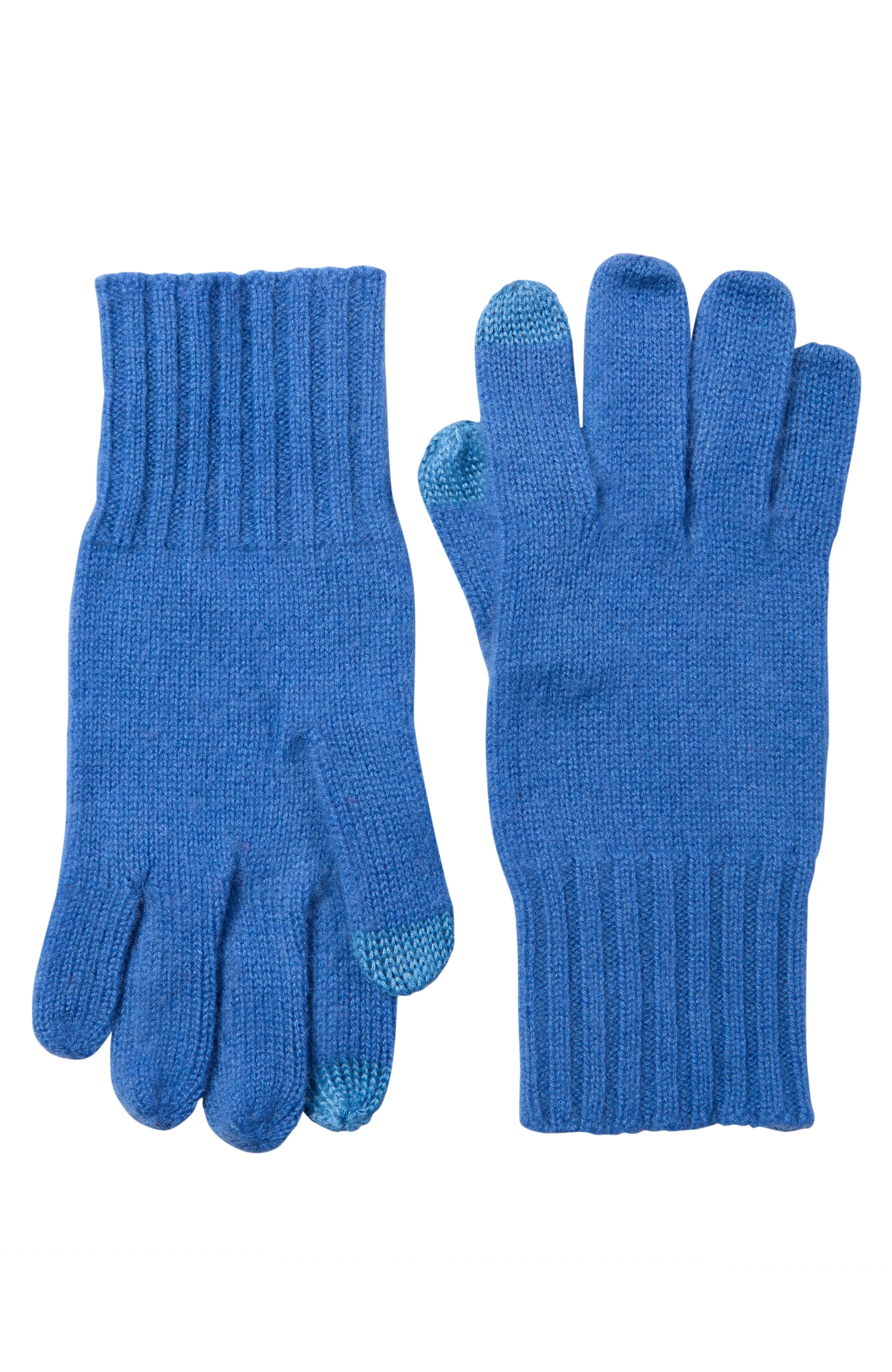 CASHMERE KNIT RIBBED CUFF GLOVE WITH TOUCH TECH