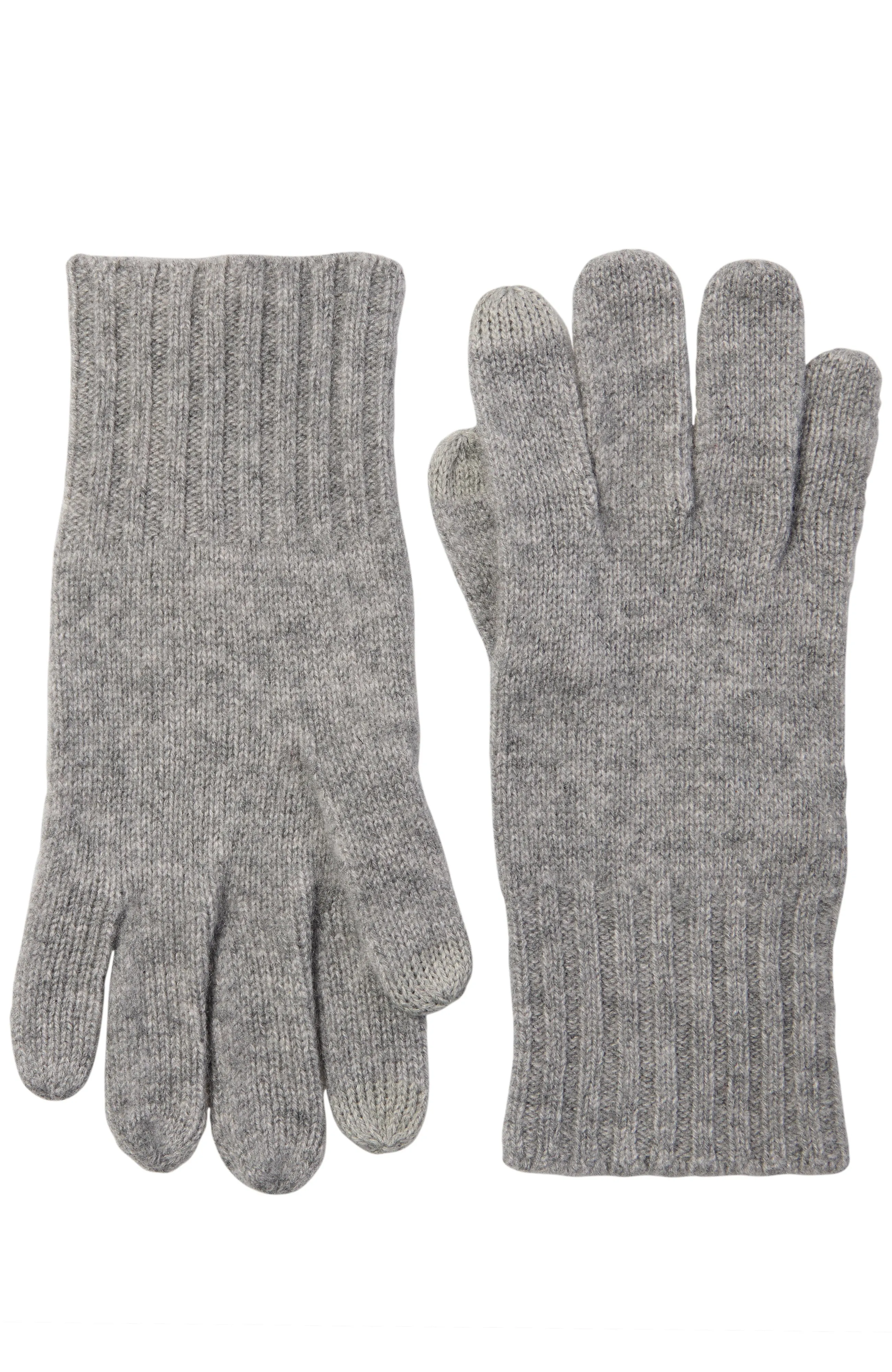 CASHMERE KNIT RIBBED CUFF GLOVE WITH TOUCH TECH