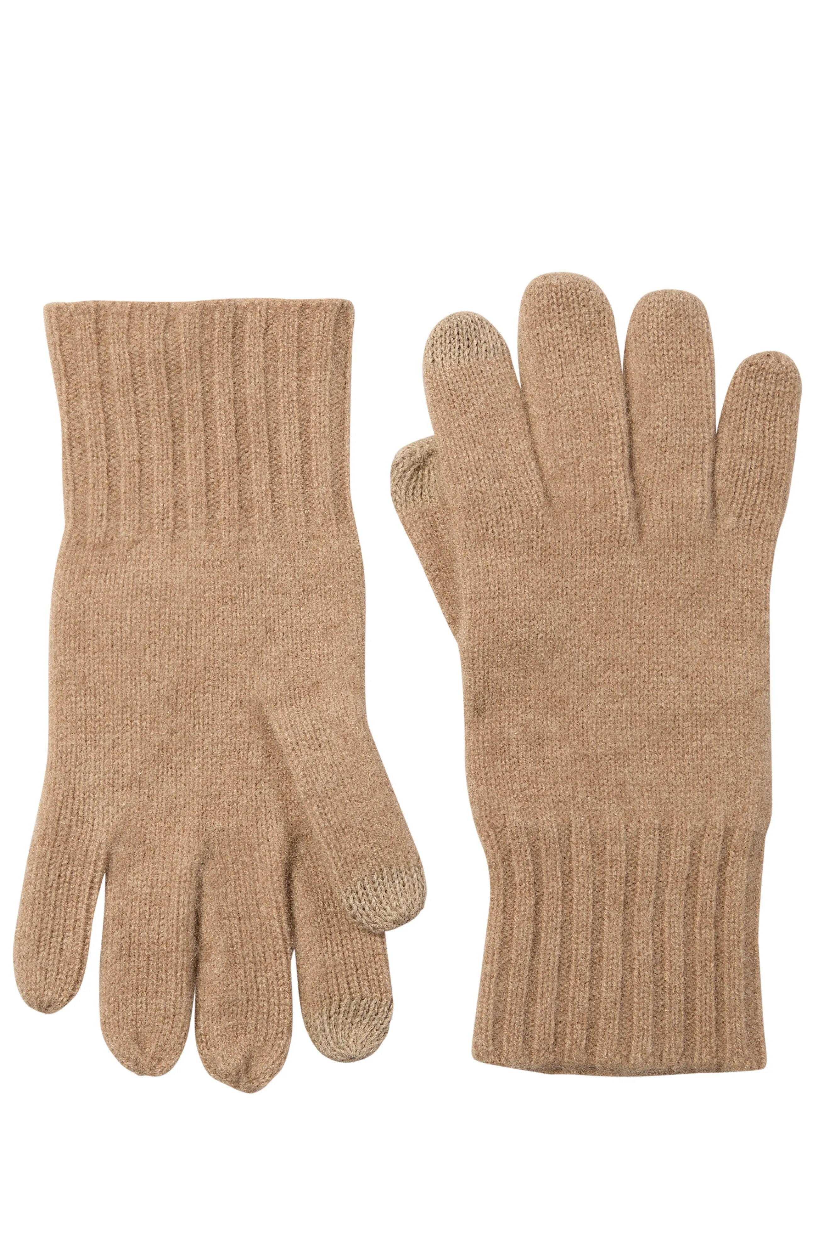 CASHMERE KNIT RIBBED CUFF GLOVE WITH TOUCH TECH