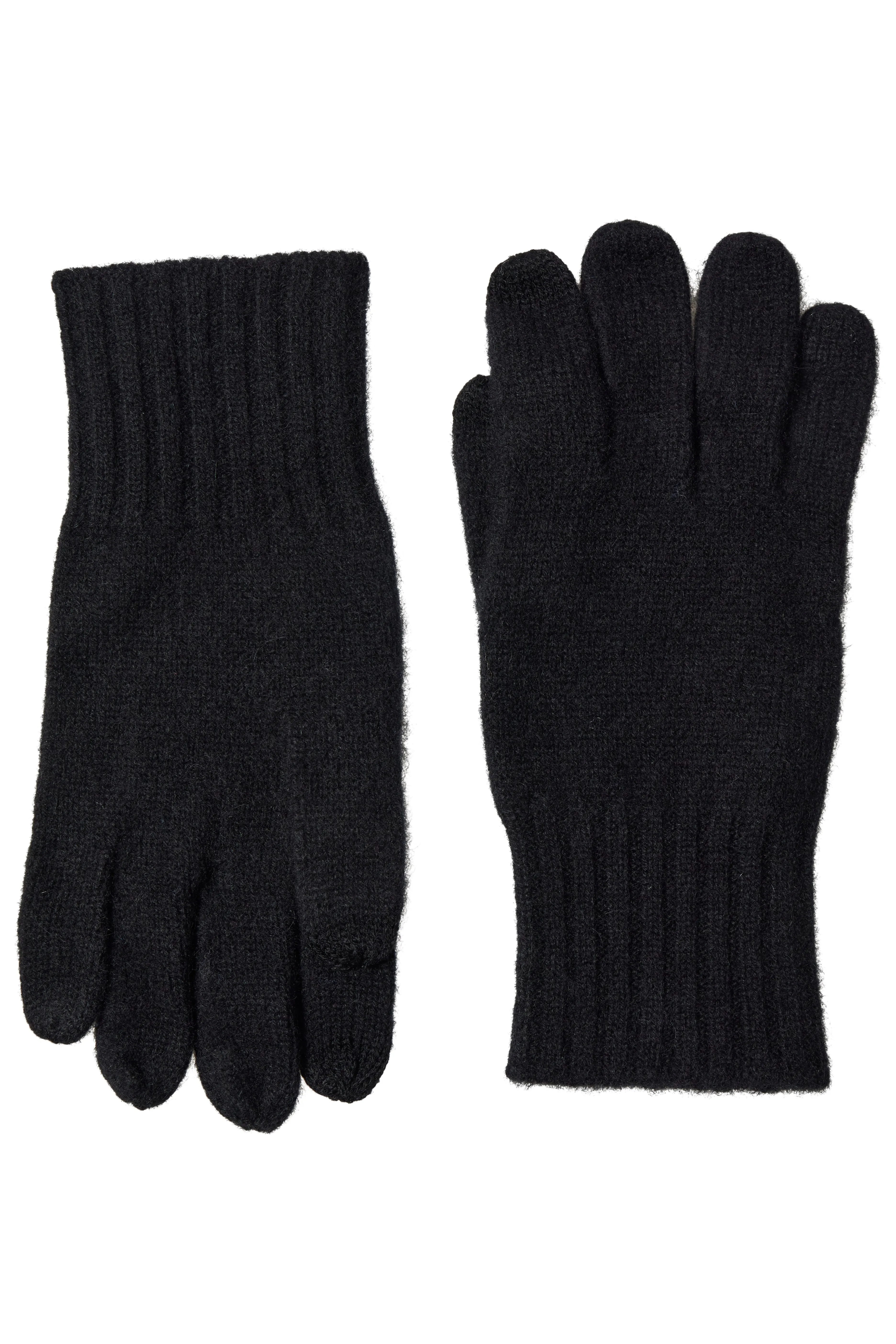 CASHMERE KNIT RIBBED CUFF GLOVE WITH TOUCH TECH