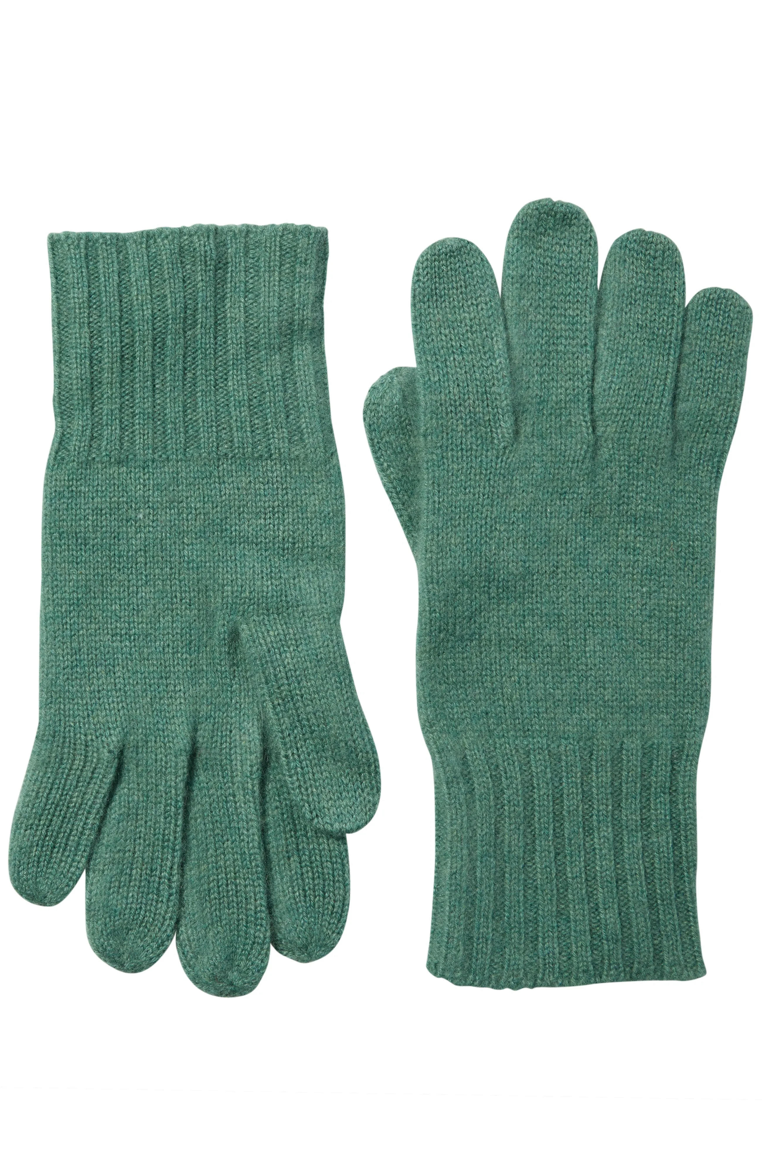 CASHMERE KNIT RIBBED CUFF GLOVE WITH TOUCH TECH