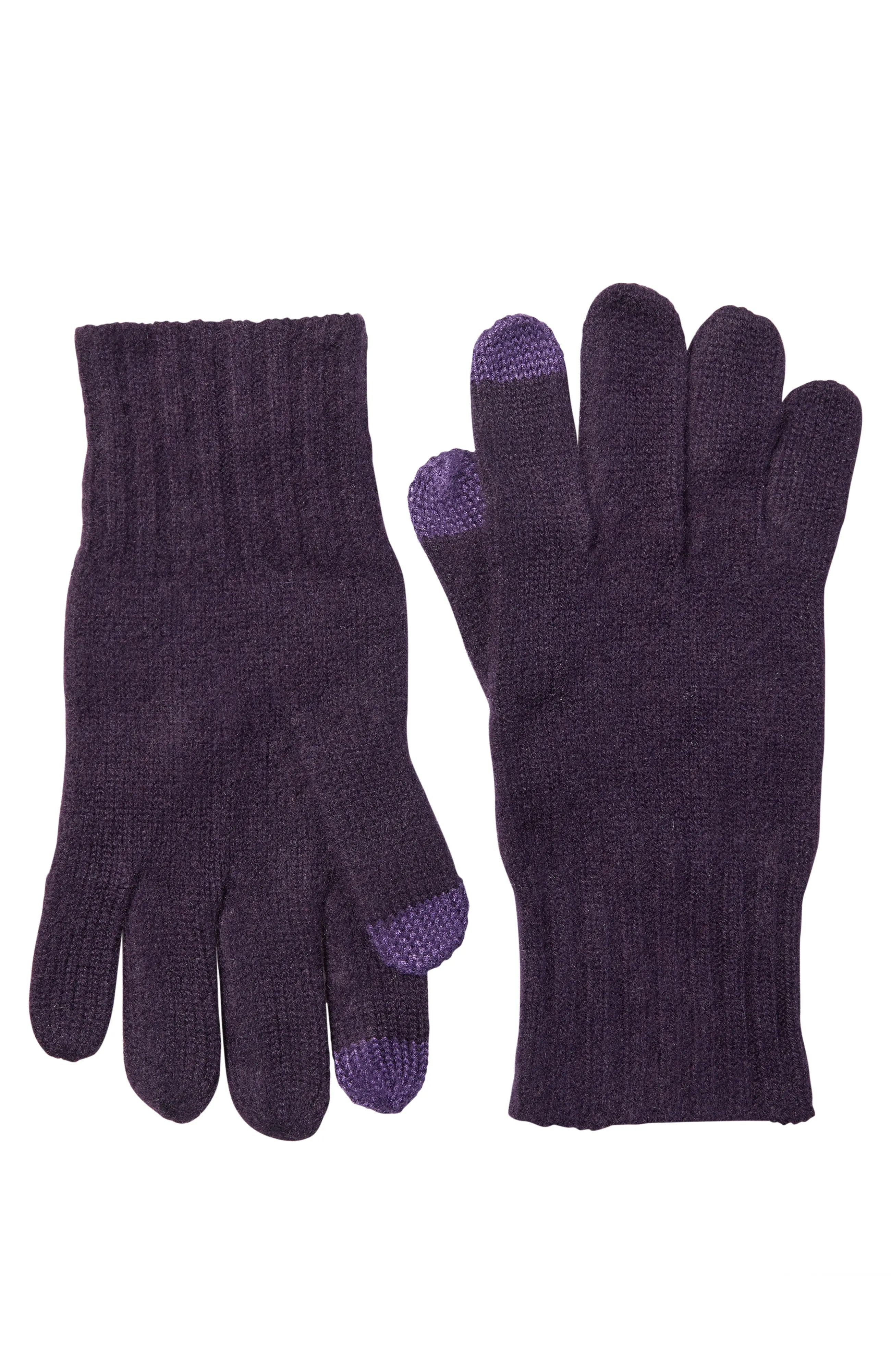 CASHMERE KNIT RIBBED CUFF GLOVE WITH TOUCH TECH