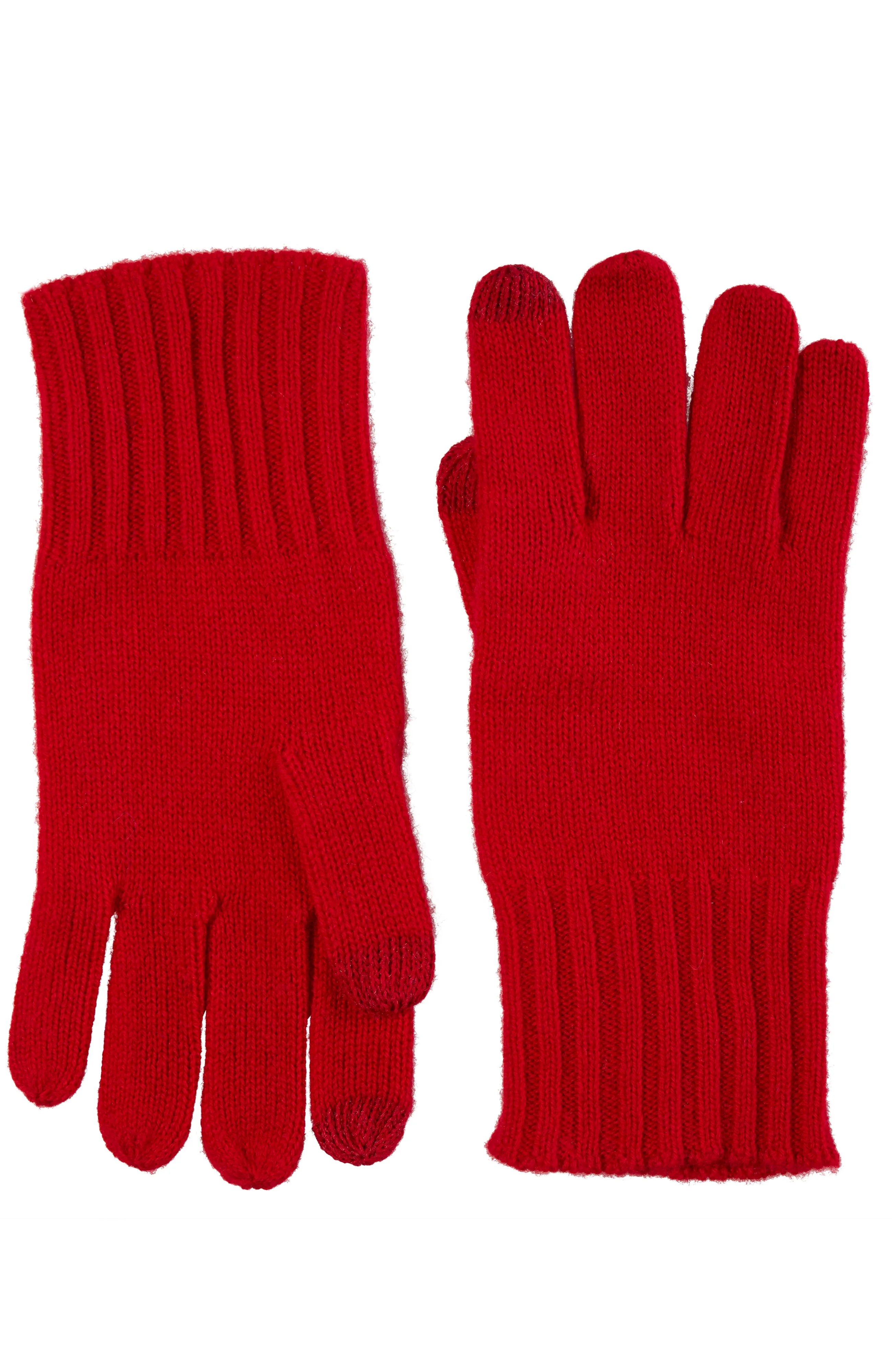 CASHMERE KNIT RIBBED CUFF GLOVE WITH TOUCH TECH