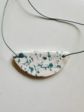 Ceramic Necklace Half Moon — SKY BLUE POLLOCK / ECRU