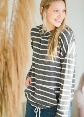 Charcoal Striped Pocket Hoodie