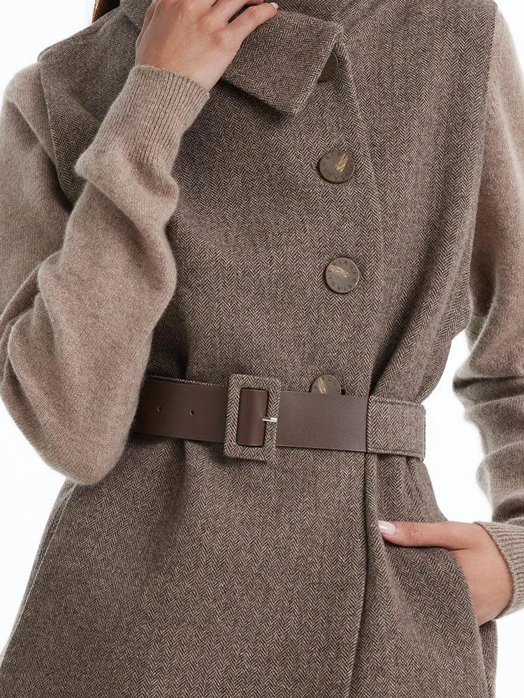 Coffee Brown Washable Wool Two-piece Cloak