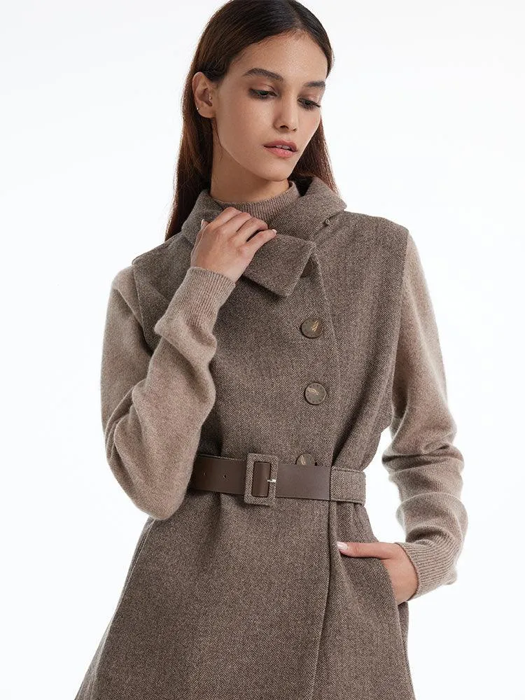 Coffee Brown Washable Wool Two-piece Cloak