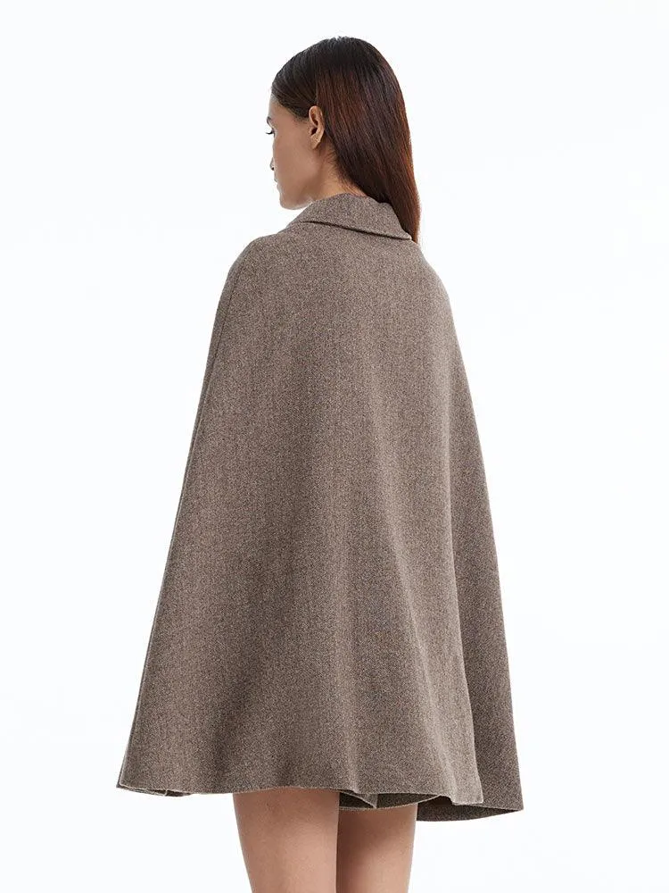 Coffee Brown Washable Wool Two-piece Cloak