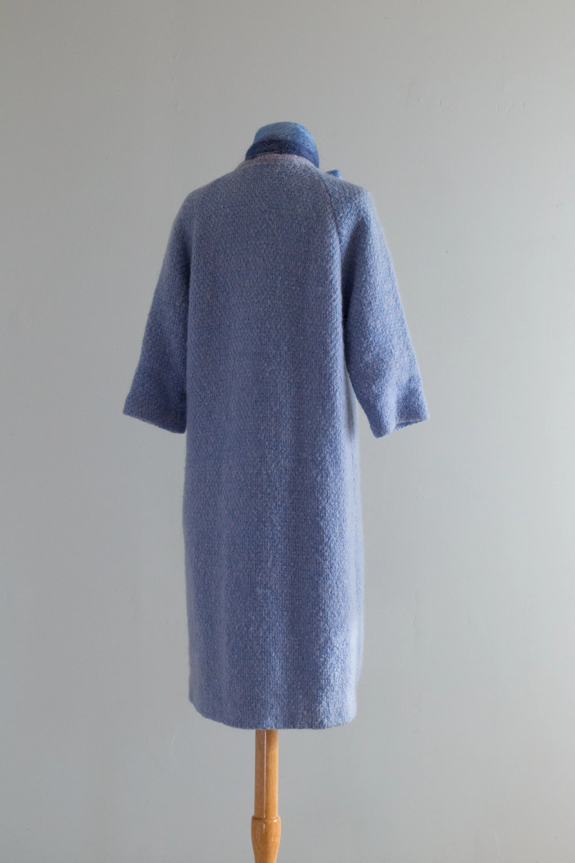 Cozy Chic 1960's Light Blue Mohair & Silk Spring Sweater Coat / Medium