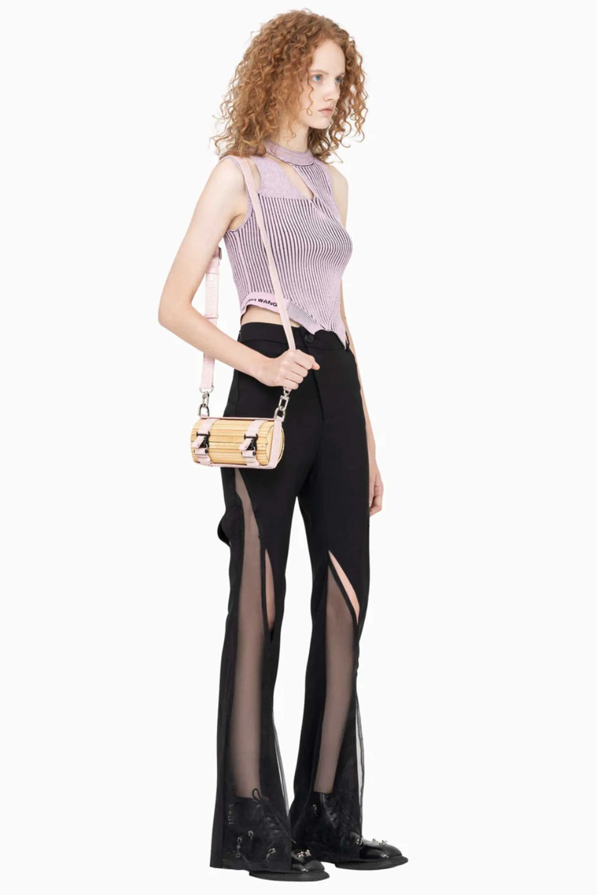 Cut Away Ribbed Knit Pink