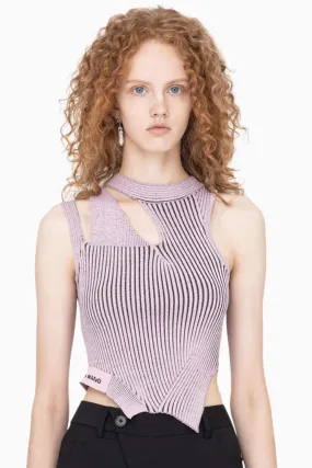 Cut Away Ribbed Knit Pink