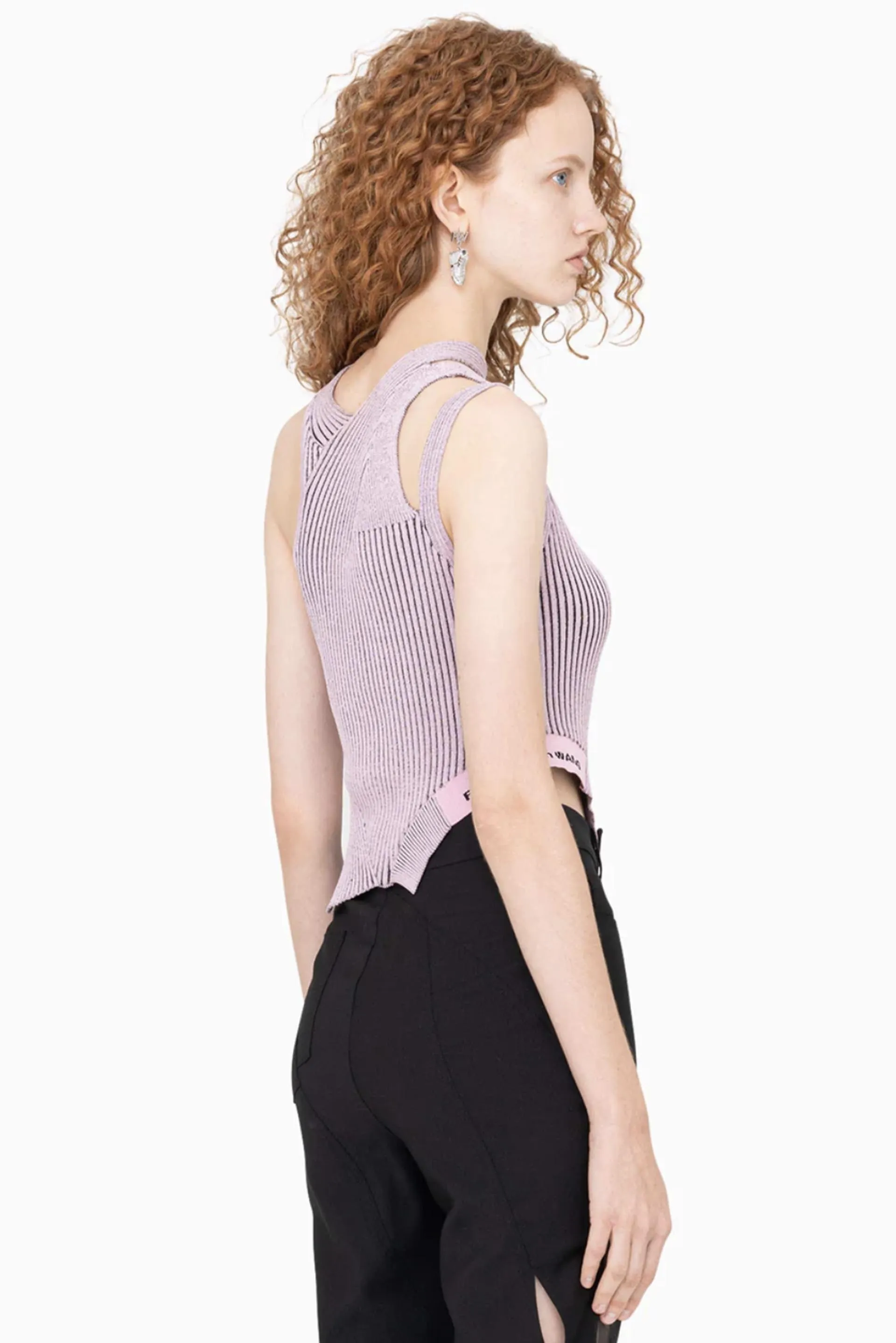 Cut Away Ribbed Knit Pink
