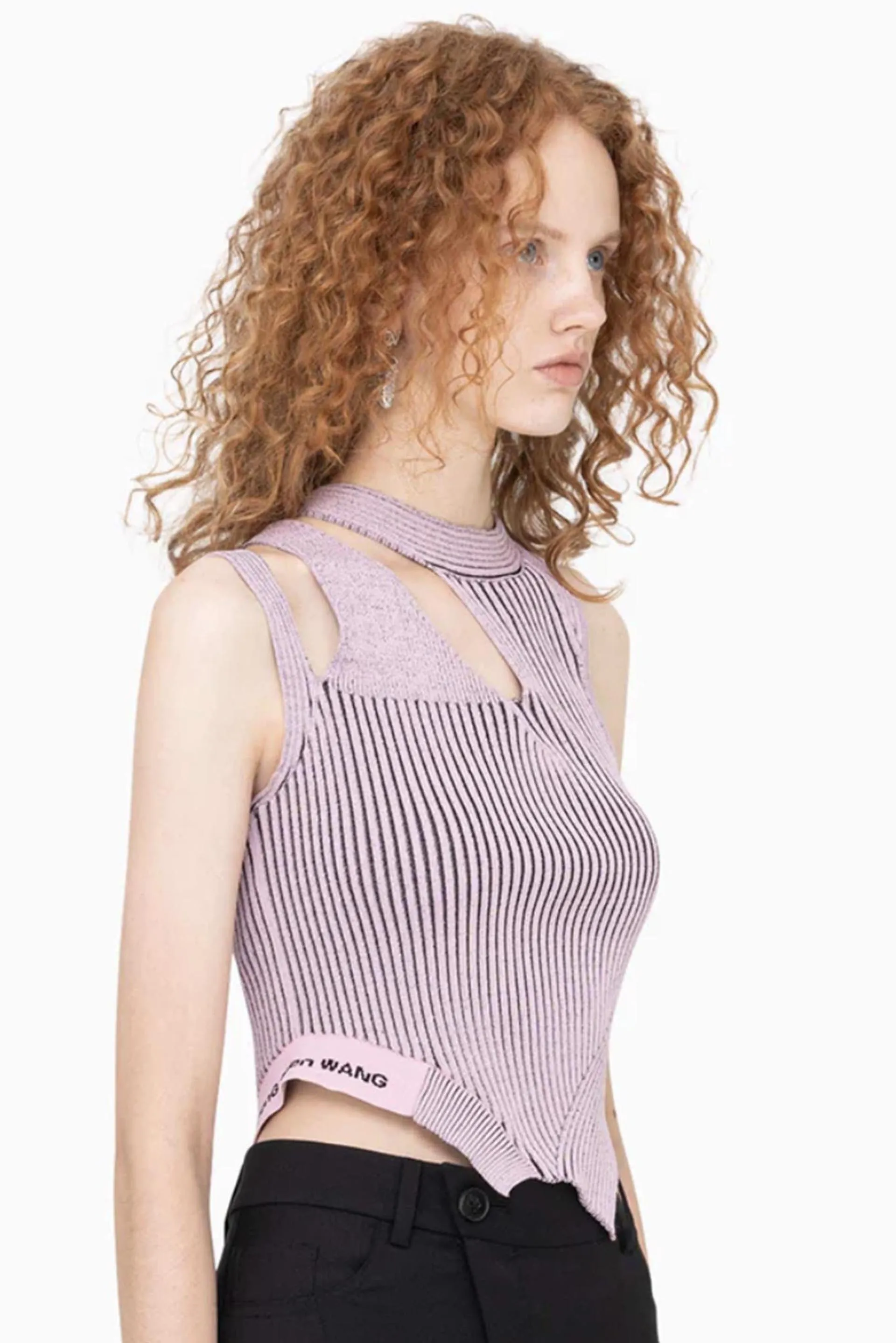Cut Away Ribbed Knit Pink