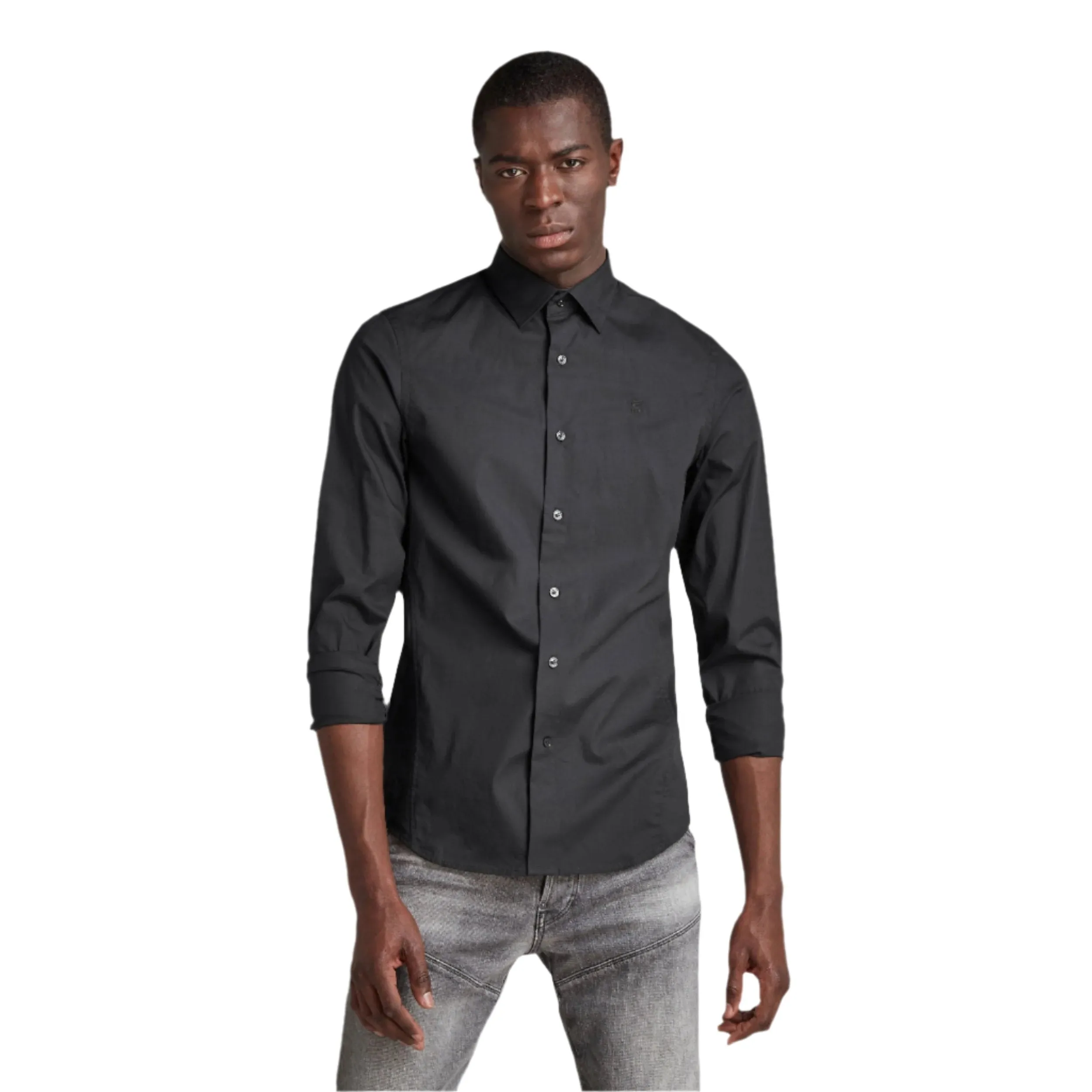 Dark Black Dressed Super Slim Shirt