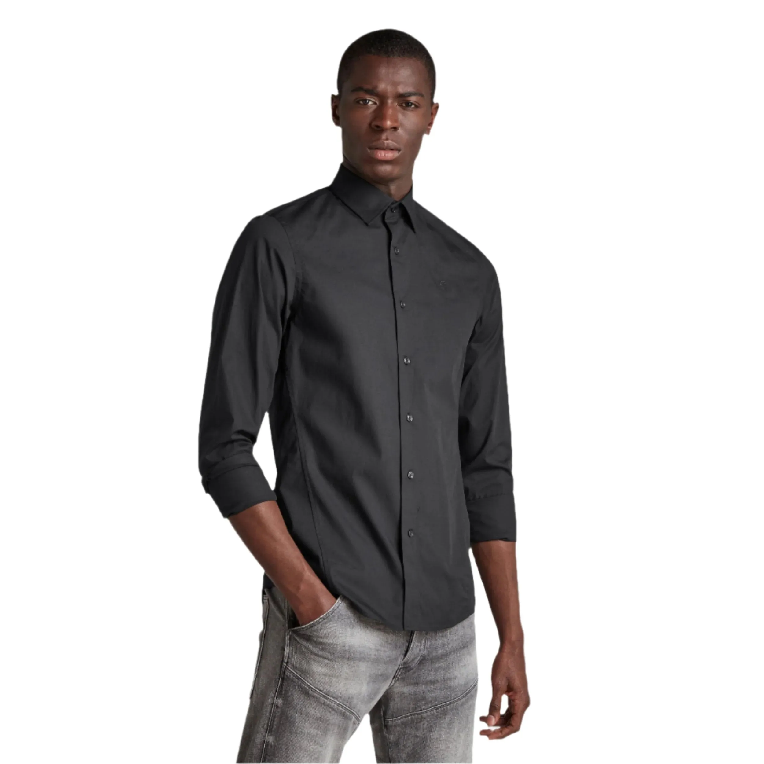 Dark Black Dressed Super Slim Shirt