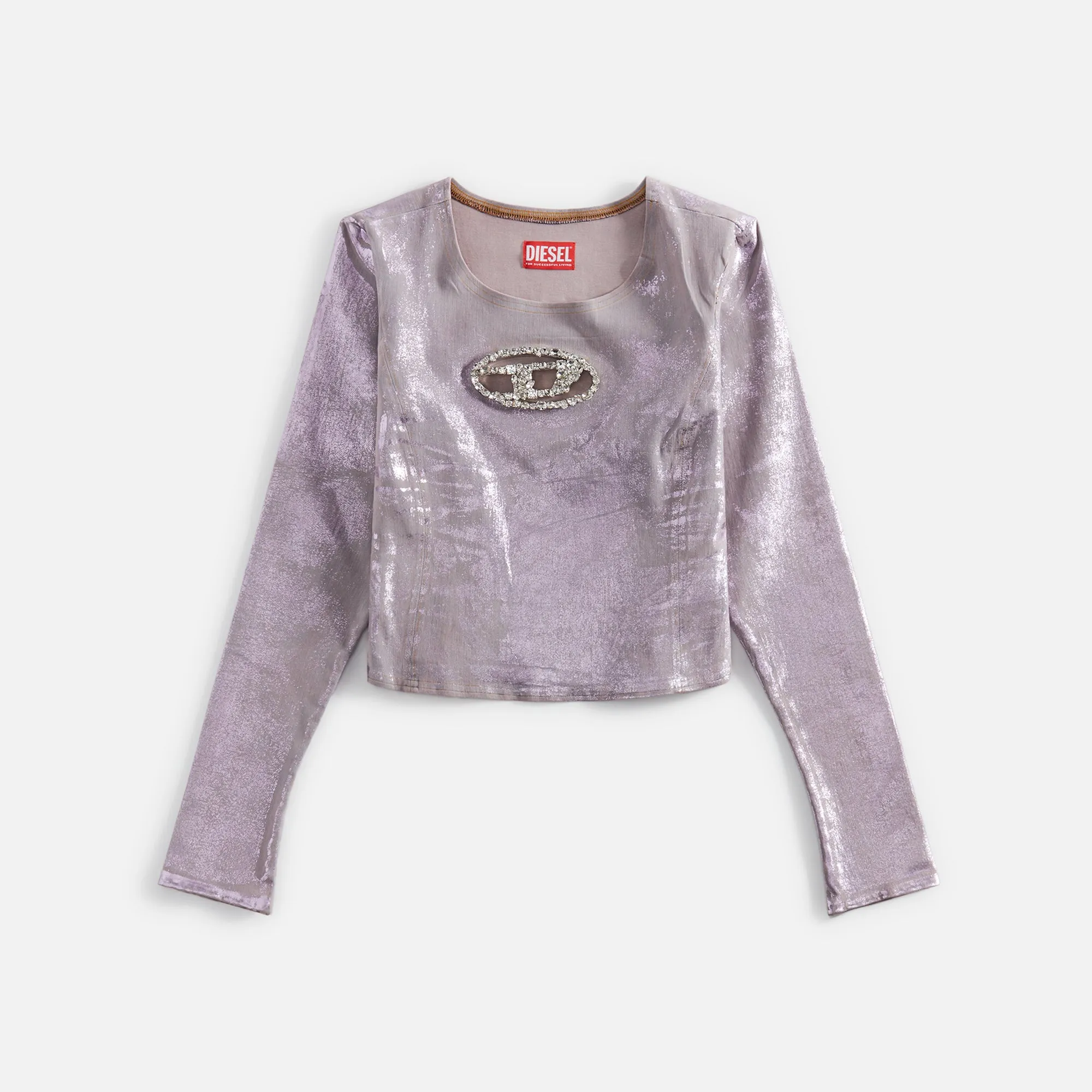 Diesel Logo Long Sleeve Denim Top - Pink